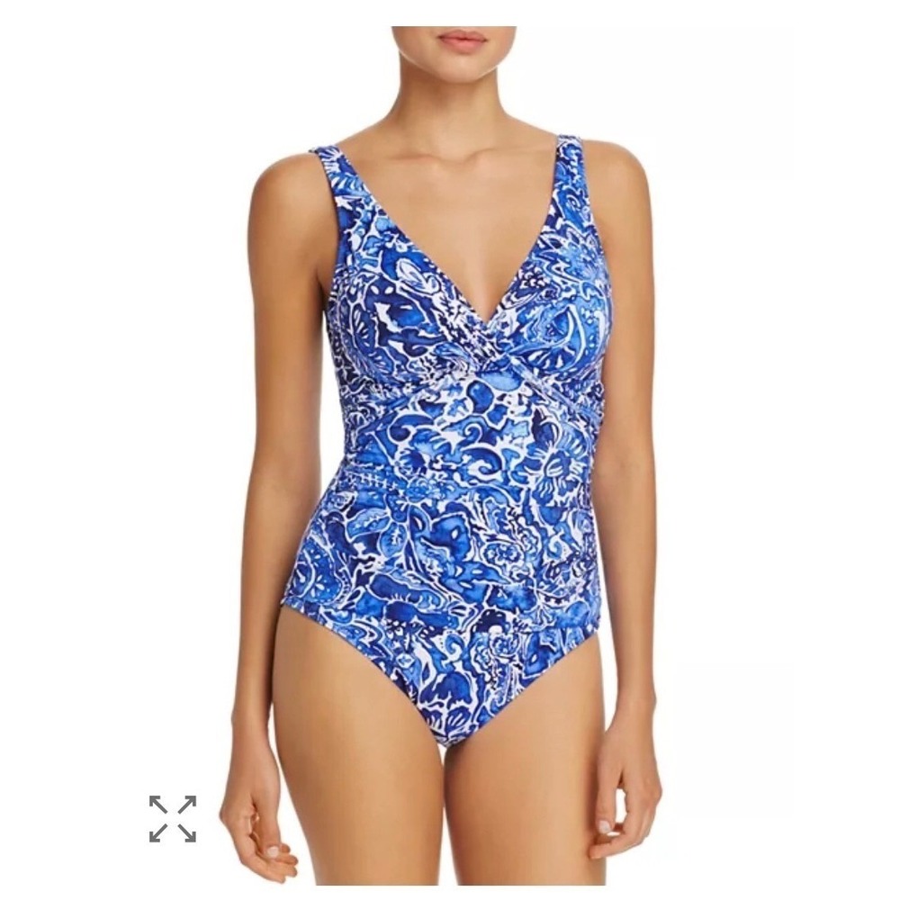 Lauren Ralph Lauren Playa One Piece Swimsuit 14 Blue